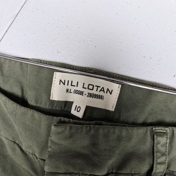 Nili Lotan East Hampton Pant Size 10 Olive Green Raw Hem Chino Straight Leg NWT - Picture 9 of 16